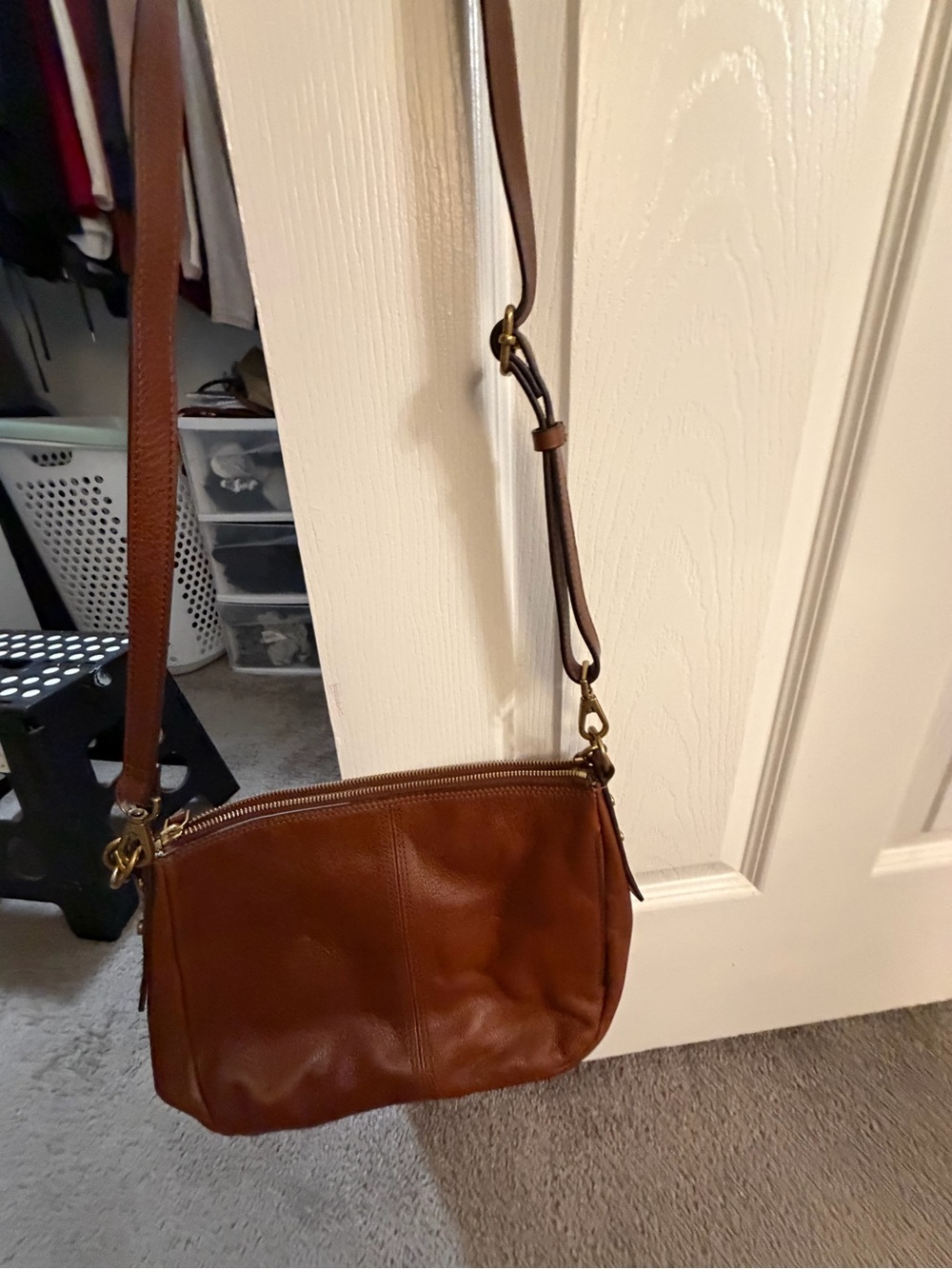 Fossil Brown Leather Crossbody Bag